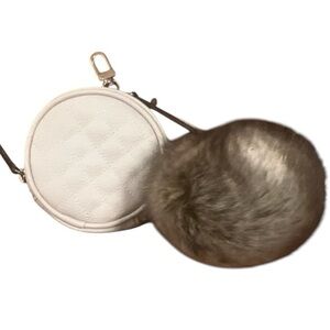 🎅🏻 SALE Bag charm coin pouch 2pc set with large fluffy ball and cream coin pouch
